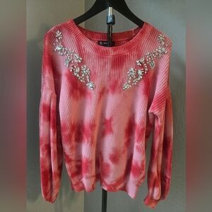 INC International Concepts  Tie-Dye Embellished Knit Sweater Size PS